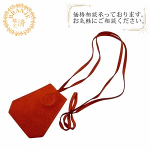 HERMES エルメス クロシェット レザー ネックレス オレンジ ブランド