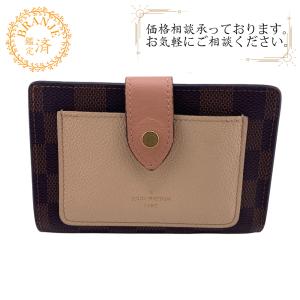 LOUIS VUITTON ルイヴィトン ビトン N60380 ポルトフォイユジュリエット ラウンドファスナー ダミエ レザー 二つ折り財布 ブラウン レデ