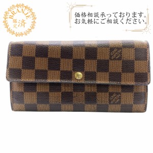 LOUIS VUITTON ルイヴィトン ビトン N61726 ポルトフォイユ・サラ 二つ折り財布 ダミエエベヌ レザー 長財布 ブラウン レディース ブラン