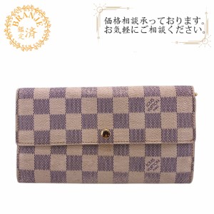 LOUIS VUITTON ルイヴィトン ビトン N61735 ポルトフォイユサラ 二つ折り財布 ダミエアズール レザー 長財布 ホワイト レディース ブラン