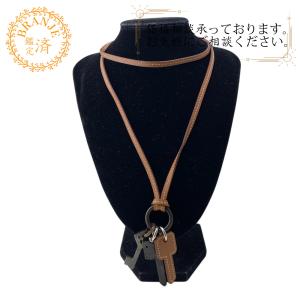HERMES エルメス キーモチーフ　キーチャーム ロングネックレス クレス レザー ネックレス ブラウン ユニセックス ブランド