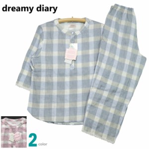 【在庫限定SALE品】パジャマ レディース Ｍサイズ７分袖８分丈パンツ dreamy diary シャーリンガーゼ 丸首 半開 婦人