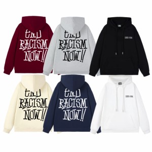 stussy ステューシー End Racism End Racism スローガンプリント フード付き長袖スウェットシャツ