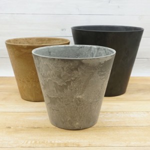 植木鉢 おしゃれ 軽い アートストーンラウンドS＜ 21.5cm 7号 樹脂 プラスチック 軽量 底穴あり ブラック グレー ベージュ ブラウン プラ