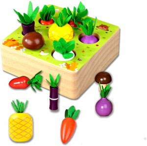 木製パズル モンテッソーリ 農作物ボードゲーム 木製おもちゃ おままごと 空間認識 形状認識 色認識 子供レジャー玩具ギフト誕生日 プレ