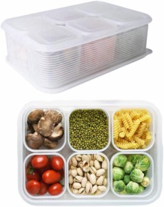 食品保存容器セット 6PC 冷蔵庫用 小分け ケース付き フタ付き 電子レンジ対応 調理用品 おかず保存 透明 食品貯蔵容器 多機能