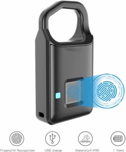 指紋ロック タッチロック 指紋認証 スマートロック アルミニウム 防水 USB充電式 スーツケース バッグ 自転車 ジム オフィス 学校 家庭防