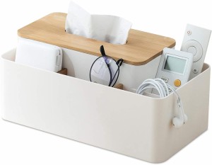 リモコンラック ティッシュケース 卓上収納ケース ティッシュボックス 化粧品収納 小物入れ ペン立て 多機能 五格収納 ボックス 仕切り板