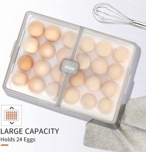 卵収納ボックス 24個 玉子収納ケース 卵入れケース 卵容器 卵ホルダー 冷蔵庫用 滑り止め 透明 冷蔵庫トレー 冷蔵庫収納ボックス 透明 ス