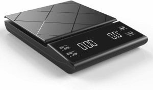 デジタルスケール ドリップ 用 デジタルはかり タイマー付き 計量範囲0.1~3000g タッチスクリーン 大サイズLED 業務用 (ブラック)