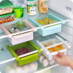 キッチン冷蔵庫収納ボックス食品容器フレッシュスペーサーレイヤー収納ラック引き出し式引き出しフレッシュソートオーガナイザー、4個