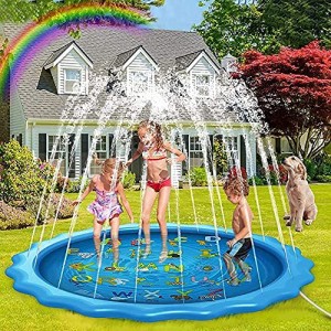 設計 噴水マット 噴水プール 水遊び 子供用 ビニールプール おもちゃ プレイマット 170CM直径 噴水 家庭用 親子遊び 芝生遊び 夏物遊具 