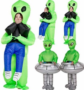 宇宙人 異星人 ET 空飛ぶ円盤 UFO いたずら コスプレ 着ぐるみ 仮装 変装スーツ コスチューム 成人用 パフォーマンス道具 膨張式 面白グ