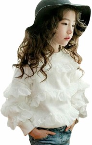 ガールズ 長袖トップス tシャツ フリル かわいい プルオーバー カットソー 子ども 女の子 秋服 韓国ファッション ブラウス