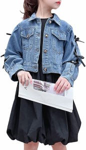 子供服 女の子 ワンピース ドレス 長袖 黒 デニムジャケット セットアップ リボン コート フォーマル ガールズ キッズ おしゃれ 秋冬 入