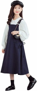 子供服 女の子 サロペットスカート 長袖ｔシャツ 2点セット ジャンパースカート キャミワンピース オーバーオール ボリューム袖 重ね着風