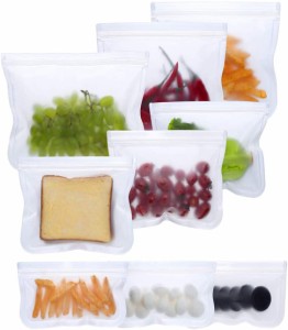再利用可能なストレージバッグ - 9個パック PEVA気密冷凍バッグ 漏れ防止 再利用可能なジップロックサンドイッチバッグ サンドイッチ用 