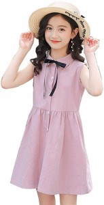 女の子 半袖 110-160cm ワンピース 夏服 子供服 ノースリーブ 可愛い キッズ ガールズ 通園 通学 カジュアル