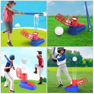 野球ピッチング機械のおもちゃ3と野球とバット野球投手tボールランチャーおもちゃ屋外トレーニングボール再生スポーツゲームのためのアソ
