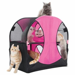 キャットプレイセンター 登りやすい キャットタワー 据え置き 複数猫もOK 猫 ハウス 隠れ家 トンネル おもちゃ