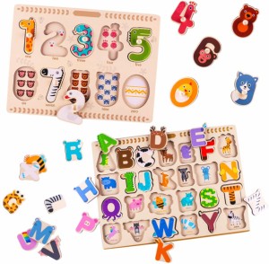 木製 モンテッソーリ パズル A?B?C 英語 アルファベッ 木のおもちゃ 積み木 木のパズル 人気 おもちゃ 数字学習 知育玩具 教育おもちゃ 