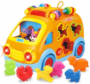 多機能 音楽バス 赤ちゃん おもちゃ 車 おもちゃ 音と光と 早期開発 指先訓練 聴覚発達 色認知 動物認知 知育玩具 おもちゃ 男の子 おも