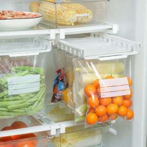 10ジップロックバッグ付き冷蔵庫用格納式引き出しオーガナイザー冷蔵庫引き出しオーガナイザー引き出し式冷蔵庫収納、冷蔵庫収納オーガナ