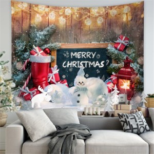 雪だるまタペストリー メリークリスマス 壁掛けタペストリー リックアート装飾 ホームリビングルームベッドルーム寮 壁掛けウォールブラ