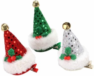クリスマスヘアクリップ サンタクロースキャップ 帽子 ヘアピン 髪飾り ヘアアクセサリー