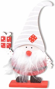 木製メリークリスマスサンタ人形装飾漫画ひげタブレット飾りスモールプロップクラフトコレクションおもちゃの子供ギフトグレーの帽子