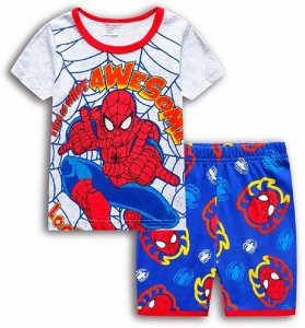 スパイダーマン Tシャツ パジャマ キッズ 子供服 ジュニア 上下セット 半袖 短パン 90-130cm 春夏 薄手綿100% プレゼント ギフト