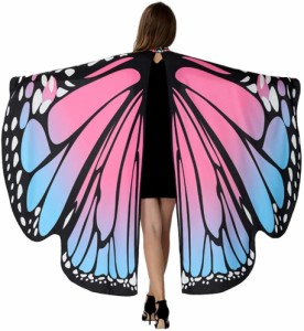 蝶の羽根 マント 妖精衣装 ショール レディース コスプレ衣装 コスチューム ダンス用 ピンク