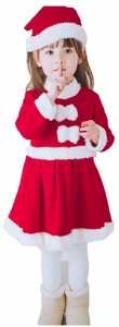 キッズ クリスマス コスチューム ワンピース 2点セット 女の子 コスプレ衣装 子供服 帽子付き サンタ トナカイ 着ぐるみ クリスマス衣装 