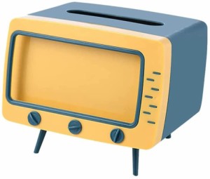 ティッシュケース テレビ型ティッシュボックス 可愛い 復古 テレビ型 スマホースタンド 取り出しやすい 多機能 ティッシュカバー リビン