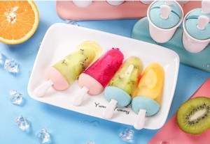 アイスクリーム型 アイスキャンディーメーカー DIY 4個取 可愛い アイスキャンデー型 手作り簡単 製氷器 再利用可能 取出し簡単 製氷ツー