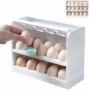 フリップエッグラックボックス、エッグストレージ、収納ボックス、冷蔵庫収納、エッグラック、30個の卵を収納可能、エッグラック、エッグ