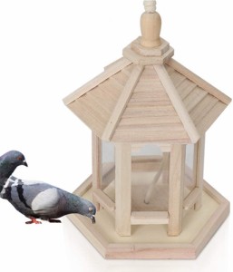 バードフィーダー 野鳥 用 給餌器 餌台 吊下げ ガーデン 小鳥餌箱 可愛い 木製 バードフィーダー バードウォッチング 鳩 野鳥観察