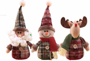 クリスマス用 オーナメント クリスマスツリー飾り ぬいぐるみ クリスマス飾り 3D立体感 雪だるま サンタクロース ヘラジカ エルカ サンタ
