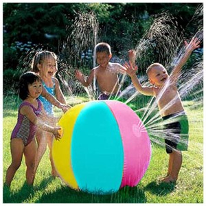 インフレータブル 水スプレーボール アウトドア スプリンクラーボール 噴水ボール4つの噴水口 水遊びグッズ 空気入れのボール 屋外おもち
