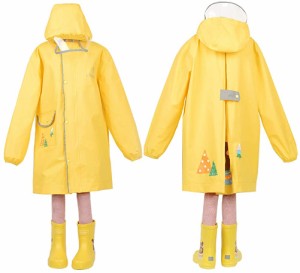 レインコート女の子 男の子 キッズ バイザー付き raincoat 子供用 防水 カッパ リュック 対応 通学 雨具 携帯ポーチ 付き
