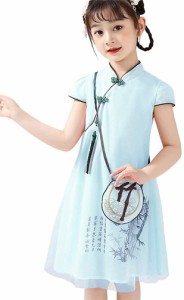 女子チャイナドレス 夏 子供 中華風 スカート スーパー妖精 ワンピース 唐装 漢服 110-150