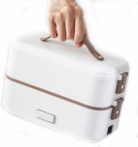 2段式炊飯器 Shna ポータブル 炊飯器 一人用 小型暖房クックご飯 弁当箱, 各レイヤーは個別に使用できます, 完全密閉カバー付, サーマル