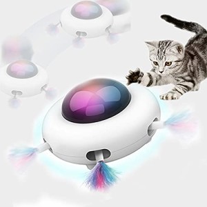 UFOインタラクティブ猫のおもちゃ、翼のある屋内猫インタラクティブ猫のおもちゃ、USB充電、屋内猫の電気羽のおもちゃ