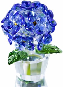 クリスタルアジサイガラスフラワー コレクションフィギュア ウェディングお土産オーナメント ギフトボックス付き ブルーのアジサイ