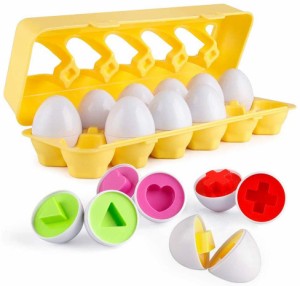 卵のおもちゃのジグソーパズル12個の卵の知育おもちゃの子供のおもちゃの塊のおもちゃの12色の形は卵のセットにマッチします。