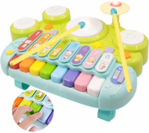 音楽おもちゃ 子供 多機能 楽器玩具 ドラム 付き 赤ちゃん おもちゃ 早期開発 知育玩具 男の子 女の子 電子 太鼓 ピアノ 鍵盤楽器の玩具 