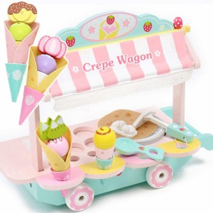 子供用かわいいピンクのイチゴ果物の甘い筒のシミュレーションアイスクリームは車を販売しています。子供用の木製ままごとのおもちゃです
