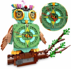 知育玩具 ブロック おもちゃ ビルディングブロック 積み木 フクロウ時計モデルブロック おもちゃ 創造力、建設玩具 科学教育玩具 男の子 