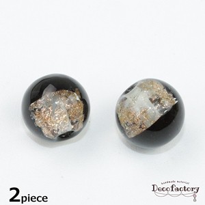 【ガラス 陶器】2個 12mm ブラック×クリア ゴールドラメ ラウンド ガラスビーズ  アクセサリー 手芸 パーツ アクセサリーパーツ ハンド