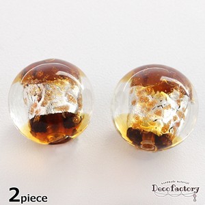 【ガラス 陶器】 2個 15mm ブラウン×ゴールド ガラスビーズ  アクセサリー 手芸 アクセサリーパーツ ハンドメイド 材料 ピアス ネックレ